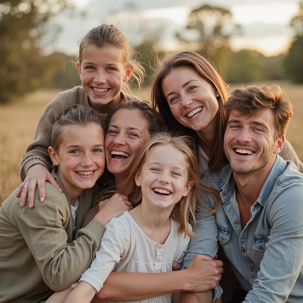 Happy families celebrating special moments together